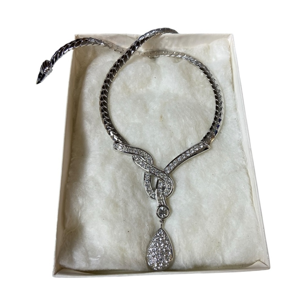 Rhinestone Statement Necklace (Serpent/Knot Style)